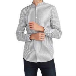 Express Men’s Striped Button Down, White and grey stripes, NWT
